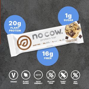 No Cow Vegan Protein Bars, Upgraded Chocolate Chip Cookie Dough Pack of 12 - Product Image 2