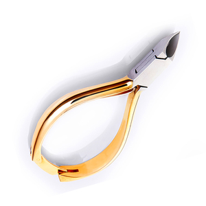 Caja de pinzas para cutículas de medio oro, conjunto de resorte único, removedor de piel muerta y dura, pinza para cutículas, punta de 8mm con bloqueo trasero con logotipo - Product Image 5