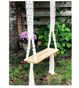 Wooden Seat <b>Swing</b> for Baby Boho Decor Ceilling Hanging <b>Swing</b> OUTDOOR HANDMADE COTTON TWISTED BABY <b>SWING</b> - Product Image 2