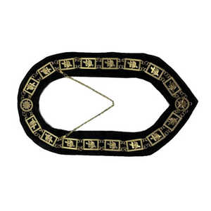 Collier d'officiers fabriqué en usine Collier de chaîne d'artisanat maçonnique en moiré d'or Collier de chaîne maçonnique Regalia - Product Image 5