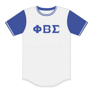 Camiseta de Béisbol Blanca con Mangas Azules de Phi Beta Sigma, Ropa de Fraternidad Griega HBCU, Camiseta de Malla 100% Poliéster - Product Image 2