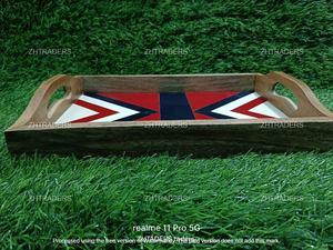 Bandeja de madera con incrustaciones de hueso artesanal de esencia opulenta con pieza artesanal sostenible para mesa de comedor elegante y decoración interior - Product Image 5