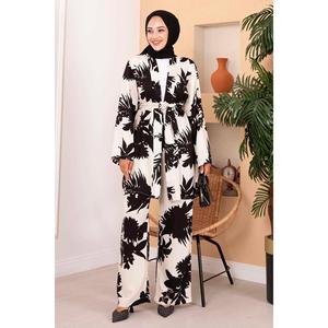 Traje 2 Piezas Viscosa Estampado Negro Blanco - Product Image 1