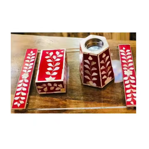 ชุดเครื่องหอมบาคูร์ฝังลายกระดูก ถาดใส่เครื่องหอมทำมือ เป็นมิตรกับสิ่งแวดล้อมและทนทาน ผลิตด้วยมือจากอินเดีย - Product Image 4