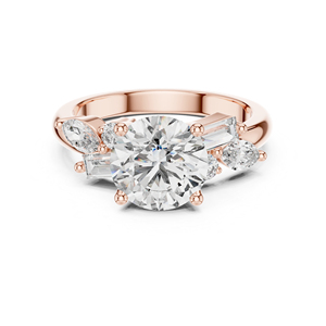 แหวนหมั้นเพชรทรงมาร์ควิส ทรงบัค และทรงกลม ทองคำ 14K สำหรับผู้หญิง |   เพชรที่เพาะเลี้ยงใหม่ - Product Image 1