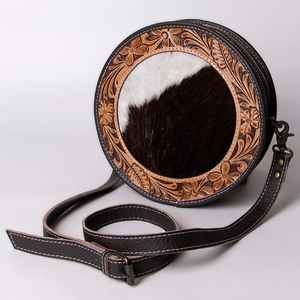 Handmade <b>Tooled</b> Canteen <b>Bag</b> Handtolled Vintage Style Antique Design Cowhide Hairon Fur Adjustable Strap Boho <b>Bags</b> Handbags for w - Product Image 2
