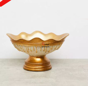 Cuenco de servicio de diseño de hojas de metal dorado y plateado de alto estándar para restaurante y bar de hotel - Product Image 4