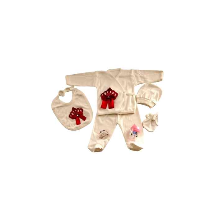 Baby Girl Hospital Release 5 Piece Bodysuit Set - With Bottle and Pacifier Gift