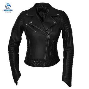 Chaqueta de Motociclista de Piel de Oveja Genuina para Mujer, Talla Personalizada, Forro de Satén, Color Personalizado, Reversible, Resistente al Viento y Transpirable - Product Image 5