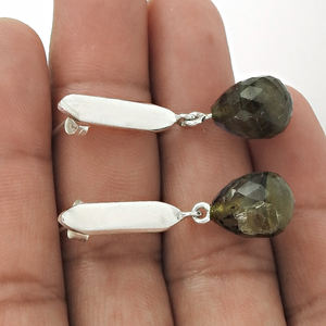 Attrayant fait à la main indien bijoux 925 en argent Sterling naturel Labradorite pierres précieuses poire forme balancent boucle d'oreille pour la fête d'anniversaire - Product Image 3