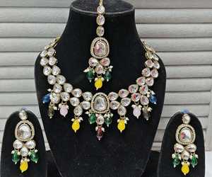 Conjunto de joyería de estilo victoriano Polki Kundan Ad Stone con tamaño ajustable para boda compromiso aniversario hecho perla de imitación - Product Image 1