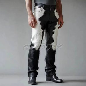 Pantalon en cuir de vachette véritable pour hommes, fabriqué à la main - Product Image 2