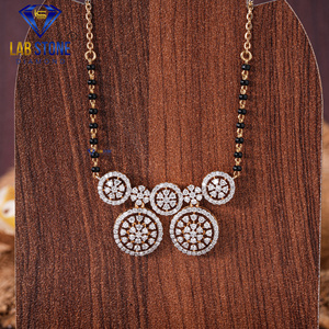 Labstone's 1.512 TDW เพชรทรงกลมสีเหลืองทอง mangalsutra สำหรับงานแต่งงานและของขวัญ VS สีโรเดียมชุบ - Product Image 1