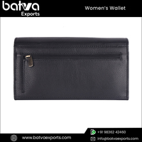Dompet Wanita Kulit Asli Vintage Elegan dengan Ritsleting dan Kancing Berkualitas Tinggi untuk Penggunaan Sehari-hari, Dilengkapi RFID Blocking, Lapisan Poliester, Logo Panjang
