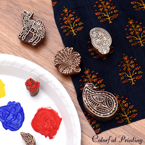 Mélange de blocs d'impression en bois faits à la main, artisanat Textile marron, Saree tissu toile timbre indien Floral en ligne, dernier tissu WB-855 - Product Image 4