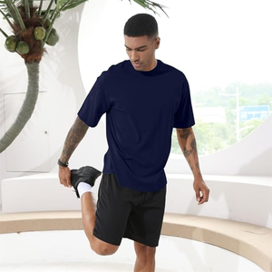 เสื้อยืดผู้ชายผ้าฝ้าย100% โอเวอร์ไซส์หนาพิมพ์ลายแบบกำหนดเองทำในบังคลาเทศแบบเรียบ - Product Image 3