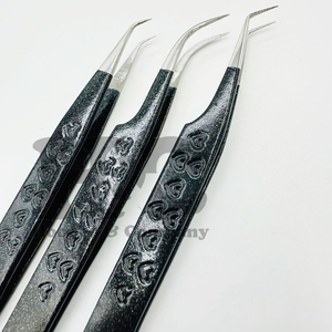 แหนบขนตารูปหัวใจสีดำแหนบขนตาขนมิงค์ที่ใช้ในการต่อขนตา - Product Image 4