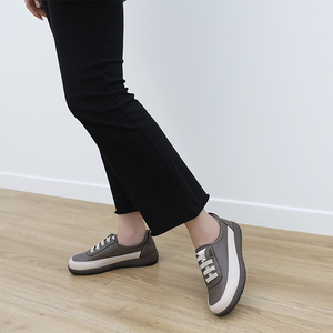 [JSHOE] Action cuir bande chaîne baskets pour femmes confortable plate-forme chaussures de marche léger décontracté à lacets chaussures 3.5cm - Product Image 6