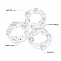 Anneau de retardement à trois anneaux perlés en silicone souple, écarteur de prépuce, étanche, jouet pour adulte, modèle Guangzhou 00013
