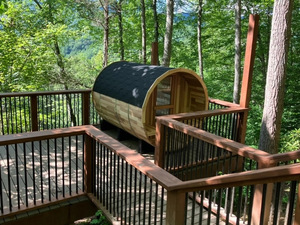 Sauna familiar grande de madera de cedro/cicuta de Canadá, sauna de barril al aire libre para 6 personas - Product Image 4