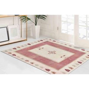 Tapis anatolien rose : Décoration turque minimaliste, tapis imprimé sur mesure, avec poils doux - Product Image 1