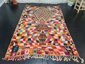 Fait à la main authentique bohème Boujaad marocain laine tapis à carreaux coloré Tribal abstrait motif bon prix usine directe - Product Image 4