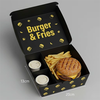 Boîte à hamburger en papier personnalisée pour la restauration rapide, emballage pour hamburger, boîte à emporter pour hamburger