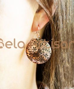 Embossed Copper Dome Chandelier Earrings Unique Vintage Style <b>Handmade</b> <b>Jewelry</b> Made From Brass Available for Bulk Wholesale - Product Image 1