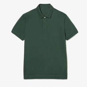 Polo de algodón elástico con logotipo bordado personalizado, ajuste Regular 100%, verde bosque, Piqué con solapa de botón oculto y Rib - Product Image 6