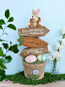 Conejo de Pascua de Resina Personalizado, Conejito de Pascua en Maceta con Letreros, Figuras Decorativas para el Hogar, Adornos de Pascua - Product Image 1