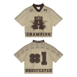 Nouveauté Maillot de sport en maille personnalisé avec nom et numéro Streetwear Maillot rétro en maille Coupe ample Maillot de football américain court pour les fans - Product Image 1