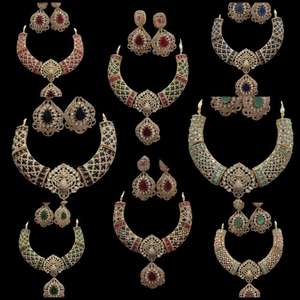 ชุดคอลเลกชั่นเครื่องประดับอินเดียสำหรับเจ้าสาวคอลสโตนพร้อมต่างหูเครื่องประดับอินเดียคุณภาพสูงทำด้วยมือสินค้าจำนวนมาก - Product Image 2
