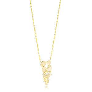 Couble Stars Design Clear Zircon Stone Charm Necklace Pendant Turkish Wholesale Handmade 925 Sterling Silver Jewelry - Product Image 1