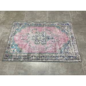 Floral Medallion Turkish Rug: <b>Pink</b> Bohemian Decor, Printed Rug,Chenille Rug - Product Image 1