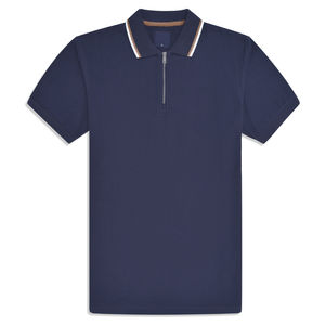 100% เสื้อโปโลผ้าฝ้ายลายกระดูกปลาเฮอริ่งสำหรับผู้ชายผ้าคอตตอนเนื้อสีทึบดีไซน์แบบลำลองเป็นมิตรกับสิ่งแวดล้อม - Product Image 1