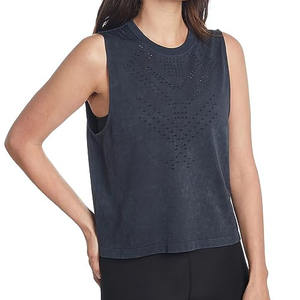 Camiseta sin mangas para mujer, transpirable, de punto, informal, para yoga, deportes, fitness, gimnasio, sin costuras, en blanco, para venta al por mayor, MOQ bajo, OEM, ODM - Product Image 6