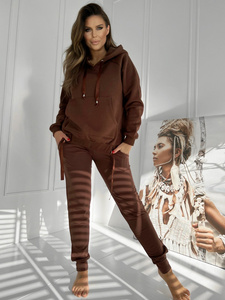 Personalizado de dos piezas Jogger pantalones de chándal de pista de chándal conjuntos de dobladillo crudo recortado sudaderas con capucha Flare pantalones apilados conjunto de chándal - Product Image 5