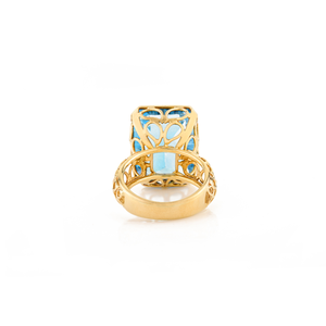 Lujo 18K oro amarillo sólido hecho a mano moda Octágono corte Topacio Azul cóctel anillo perfecto boda o fiesta regalo para mujer - Product Image 6
