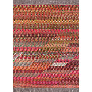 Alfombras Manchaha a Rayas Tejidas a Mano con Lana y Seda de Bambú Rojas y Naranjas para Uso Doméstico LES-1765 - Product Image 1