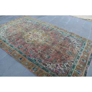 Vintage 5.9x9.5 ft Rug, Large Turkish Rug, <b>Brown</b> Solid <b>Wool</b> Rug - Product Image 4