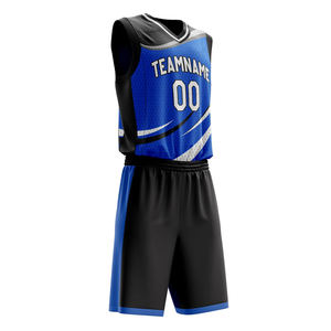 Ensembles d'uniformes de vêtements de sport en polyester de sublimation de maillots de basket-ball imprimés antibactériens personnalisés réversibles - Product Image 3