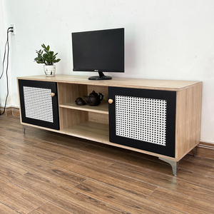 KTV68091 Modern and Traditional TV <b>Stand</b> with Mesh <b>Doors</b> Plywood MDF Wood for Living Room Bedroom or Home Office Furniture - Product Image 4