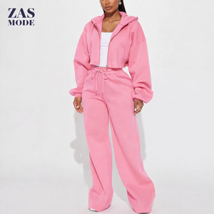 Nueva Llegada al por Mayor, Sudadera con Capucha de Manga Larga Deportiva de Moda Ecológica de Talla Grande para Invierno, Pantalones Acampanados de Color Sólido Casuales - Product Image 1