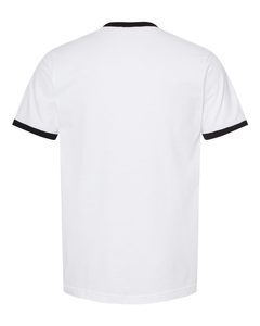 Tultex-Camiseta Fine Jersey Ringer-246 Logotipo personalizado Blanco/Negro Venta al por mayor 100% Algodón Color Block Dos camisetas para hombres - Product Image 5