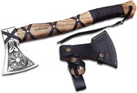 Hache Viking faite à la main de qualité industrielle avec tête en acier à haute teneur en carbone et poignée en acier au carbone Garantie de 3 ans pour le bricolage en plein air
