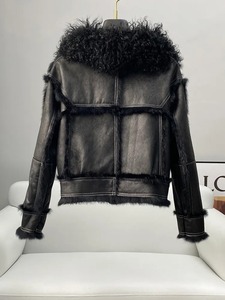 Lady Girl Fourrure de lapin Manteaux courts d'hiver Col en laine Veste chaude Manteau de luxe pour les femmes d'hiver respirant vestes élégantes - Product Image 2