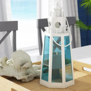 Maison Jardin Noël Décoratif Blanc Métal Hexagone Bougeoir Lanterne avec Verre Coloré Tour de Guet Design Style Moderne - Product Image 3