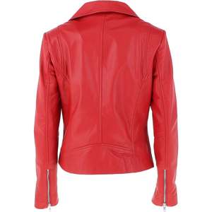 Chaqueta de cuero de otoño e invierno personalizada para mujer, diseño de cuello vuelto sólido con mangas completas y forro de satén transpirable - Product Image 3