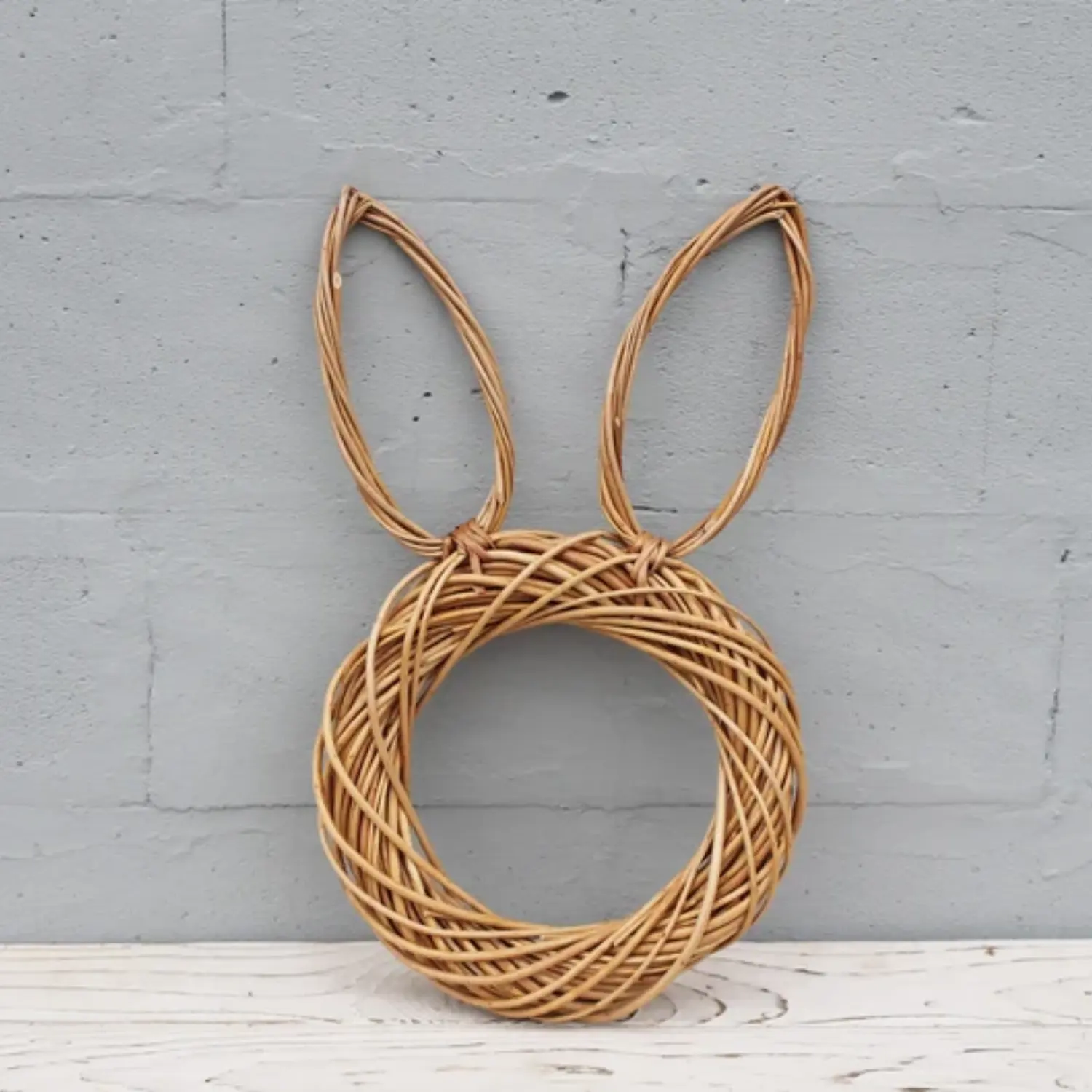 Newest design rattan Easter bunny wreath wicker Spring wreaths for front door wholesales from Vietnam