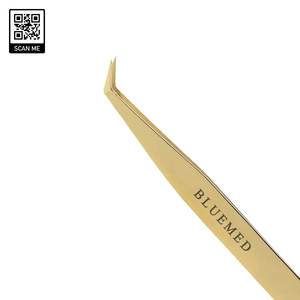 Pince à épiler classique en acier inoxydable chirurgical Bluemed, pointe en fibre inclinée, antidérapante, outil d'extension de cils, fermeture haute - Product Image 4